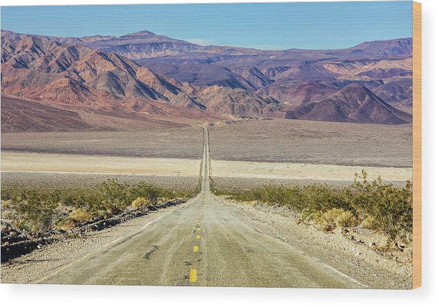 Tranquility Wood Print featuring the photograph Panamint Valley Vanishing Point by David Toussaint