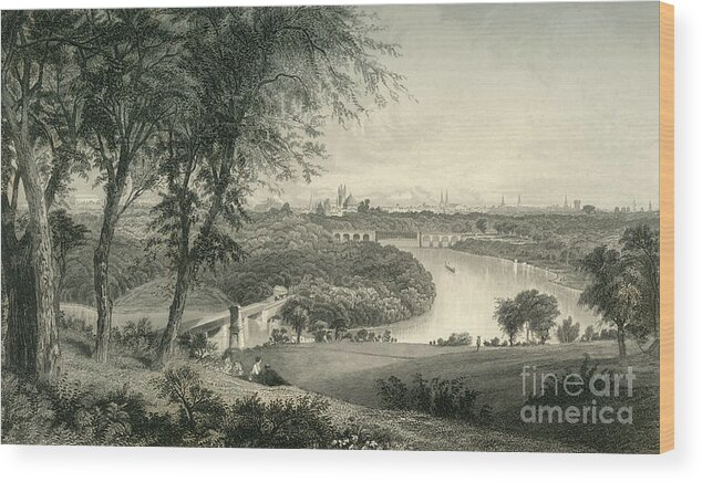 Engraving Wood Print featuring the drawing Philadelphia From Belmont by Print Collector