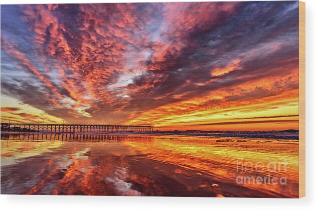 Sunrise Wood Print featuring the photograph Pier Magic by DJA Images