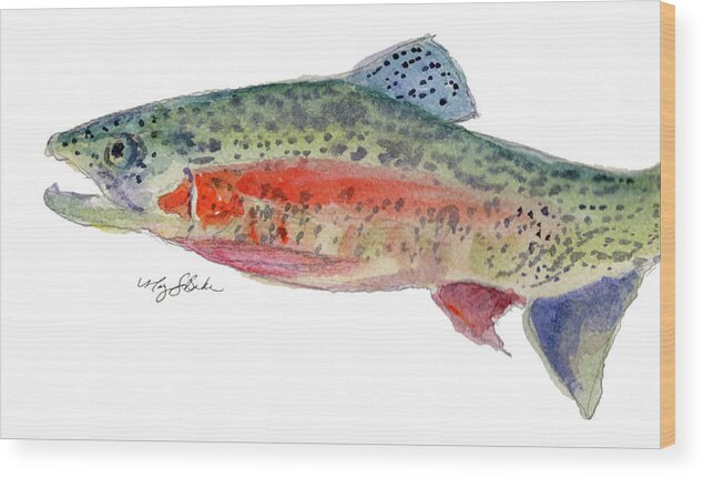Fish Wood Print featuring the painting Rainbow by Mary Benke