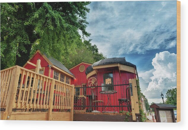 Red Caboose Wood Print featuring the photograph Red Caboose by Lara Ellis