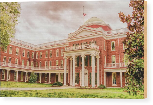 Longwood University Wood Print featuring the photograph Rotunda Building Longwood University in Farmville Virginia by Ola Allen