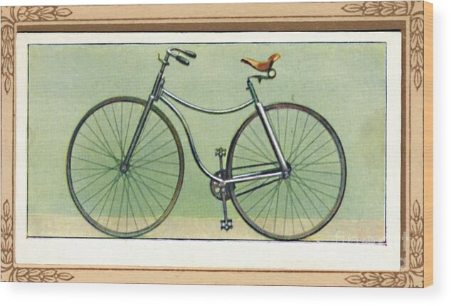 Invention Wood Print featuring the drawing Rover Safety Bicycle by Print Collector
