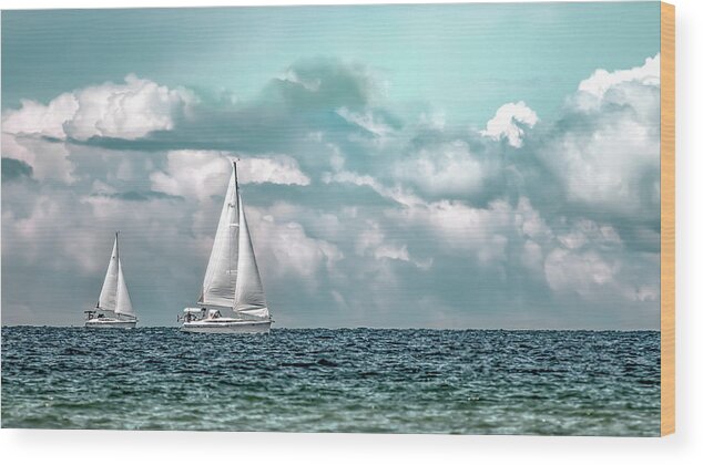 Great Lakes Wood Print featuring the photograph Sailing by Onyonet Photo studios
