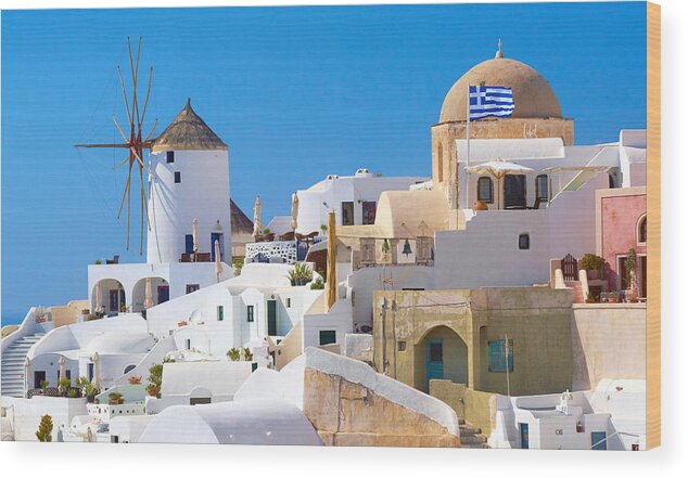 Landscape Wood Print featuring the photograph Santorini Landscape With White Houses by Jan Wlodarczyk