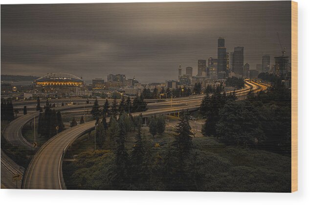 Seattle Wood Print featuring the photograph Seattle\'s Night by Sherry Ma