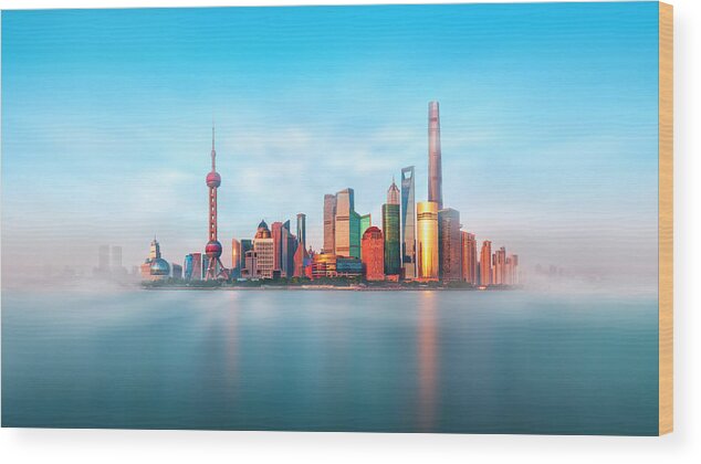 Shanghai Wood Print featuring the photograph Shanghai Paints by Aleksei Nikolaev