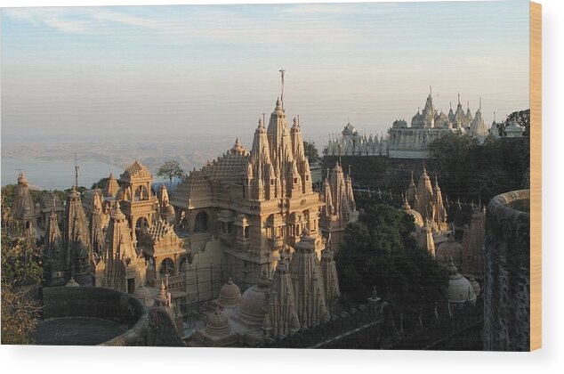 Tranquility Wood Print featuring the photograph Shatrunjaya Temple. Indian Fairytale by Amre Ghiba.