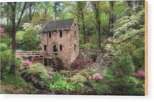 Azalea Wood Print featuring the photograph Springtime at the Old Mill by James Barber