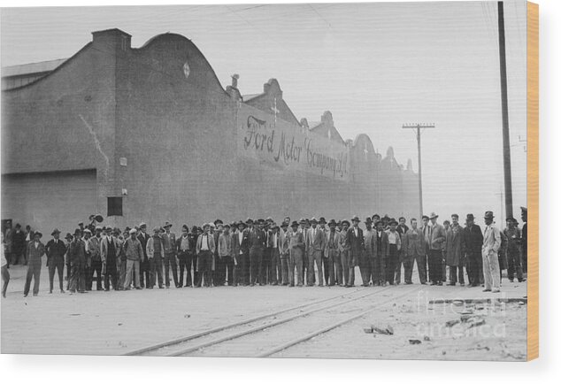 Following Wood Print featuring the photograph Striking Ford Motor Employees by Bettmann