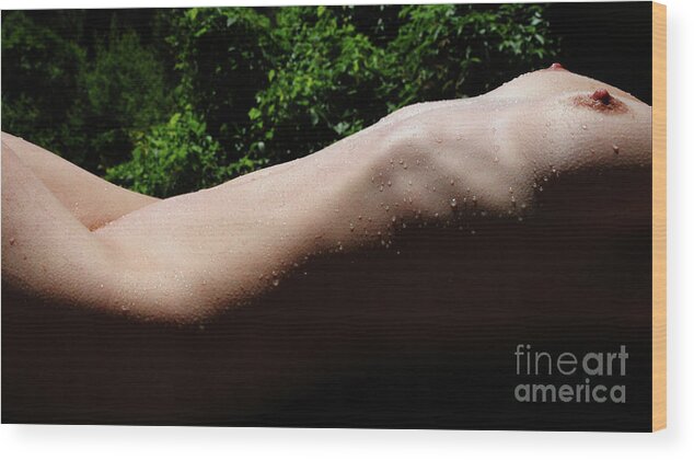 Girl Wood Print featuring the photograph Sun-kissed Beads Of Water by Robert WK Clark