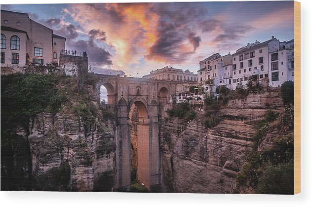 Andalucia Wood Print featuring the photograph Sunset in Ronda - Andalucia, Spain - Travel photography by Giuseppe Milo