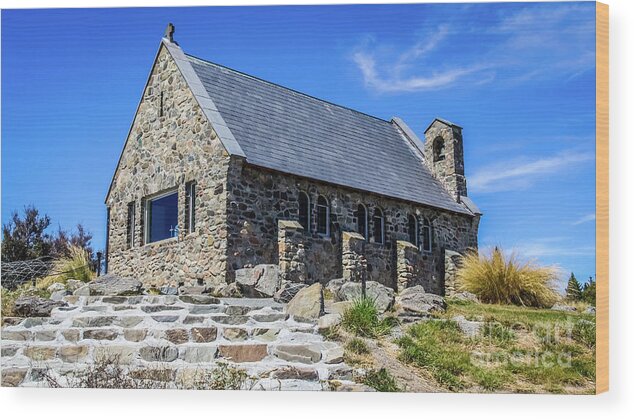 Church Wood Print featuring the photograph The Church of the Good Shepherd, New Zealand by Lyl Dil Creations