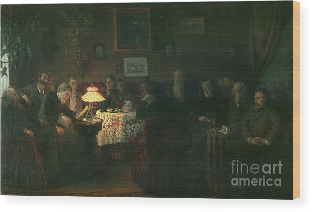 Oil Painting Wood Print featuring the drawing The Reading Of The Novella The Kreutzer by Heritage Images