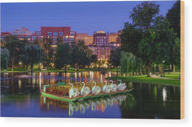 Swan Boats Wood Print featuring the photograph Twilight Falls on Boston Common by Kate Hannon