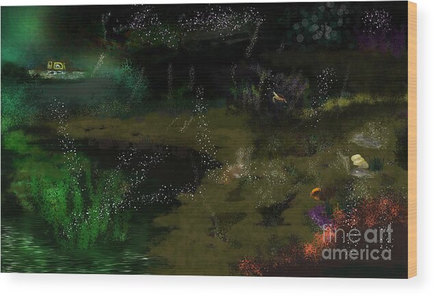 Ocean Wood Print featuring the digital art Under the sea with a world of the Unknown. by Julie Grimshaw