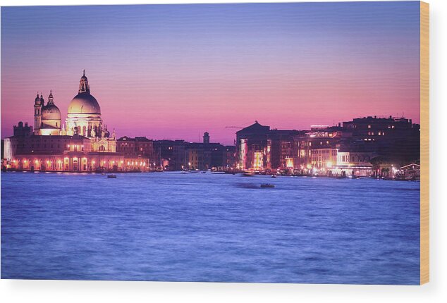 Panoramic Wood Print featuring the photograph Venice Lagoon At Sunset by Juergen Sack