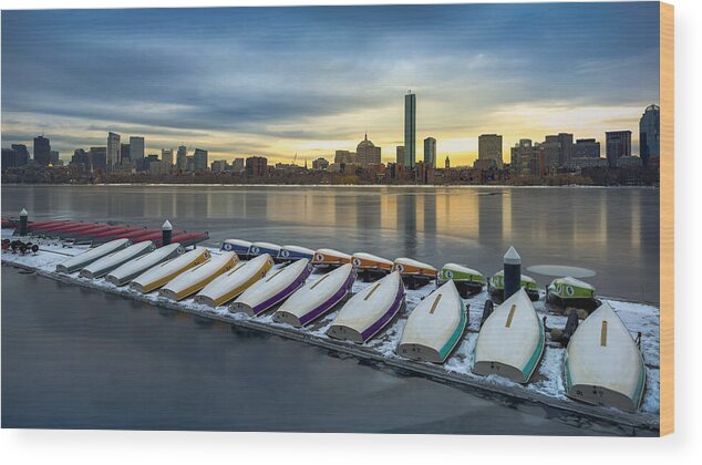Winter Wood Print featuring the photograph Winter Sunshine At Charles River by Monica Wang