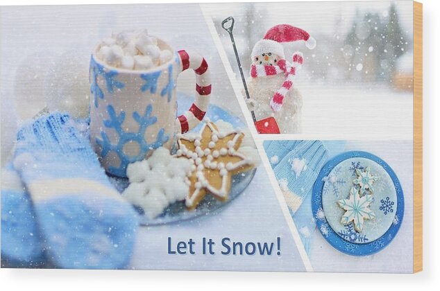 Snow Wood Print featuring the photograph Let It Snow in Blue Tones by Nancy Ayanna Wyatt