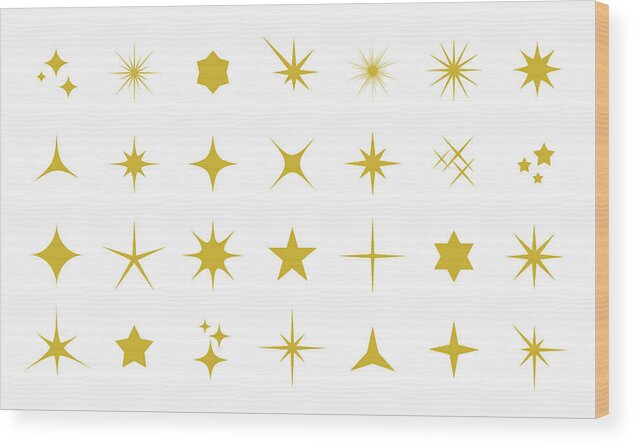 White Background Wood Print featuring the drawing Sparkle icon set #1 by Dimitris66