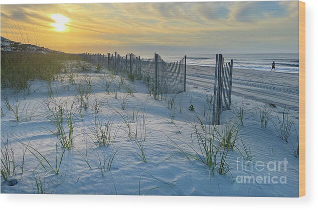 Sunrise Wood Print featuring the photograph Sunrise at Holden Beach 7614b #1 by Jack Schultz