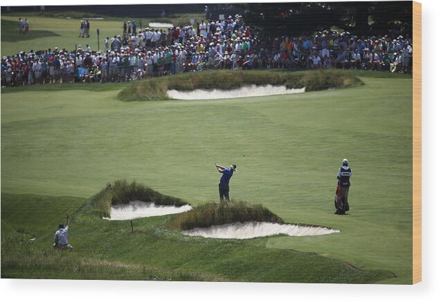 Fifth Hole Wood Print featuring the photograph U.S. Open - Round Three #1 by Rob Carr