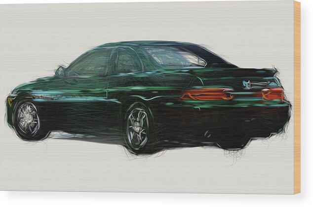 Toyota Wood Print featuring the digital art Toyota Soarer Drawing #2 by CarsToon Concept