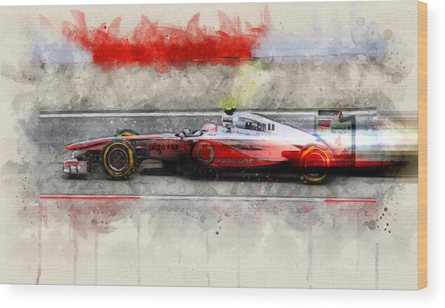 Formula 1 Wood Print featuring the digital art 2011 McLaren F1 by Geir Rosset