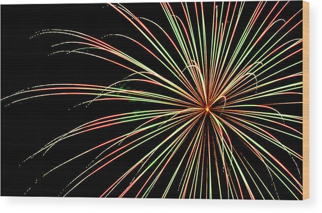 Fireworks Romeoville Wood Print featuring the photograph Fireworks in Romeoville, Illinois #5 by David Morehead