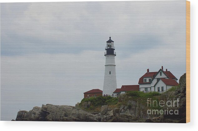  Wood Print featuring the pyrography Portland Headlight #5 by Annamaria Frost