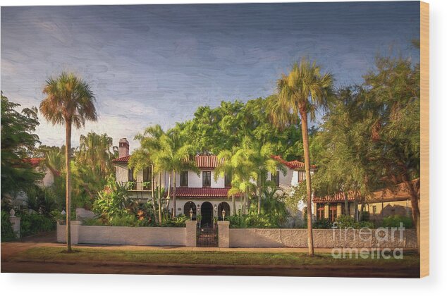 613 W Venice Ave Wood Print featuring the photograph 613 W Venice Ave, Venice, Florida, Painterly by Liesl Walsh