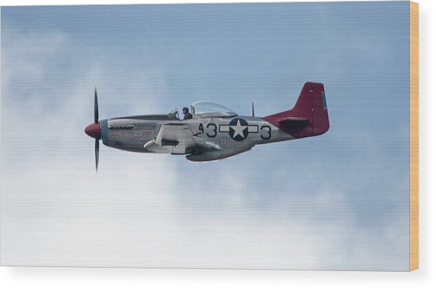 P51 Mustang Wood Print featuring the photograph P51 Mustang Tall In The Saddle #7 by Airpower Art