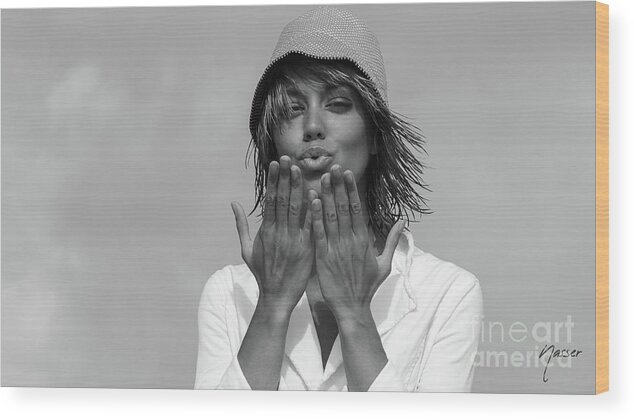 20-25 Years Wood Print featuring the photograph 7515 Kiss Kiss Model Actor Rachael enjoying Delray Beach by Amyn Nasser Fashion Photographer