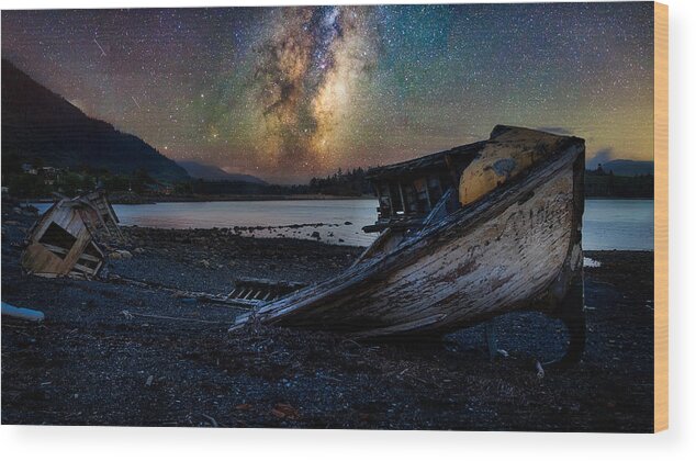 Craig Wood Print featuring the photograph A Milkyway Boat wreck by Bradley Morris