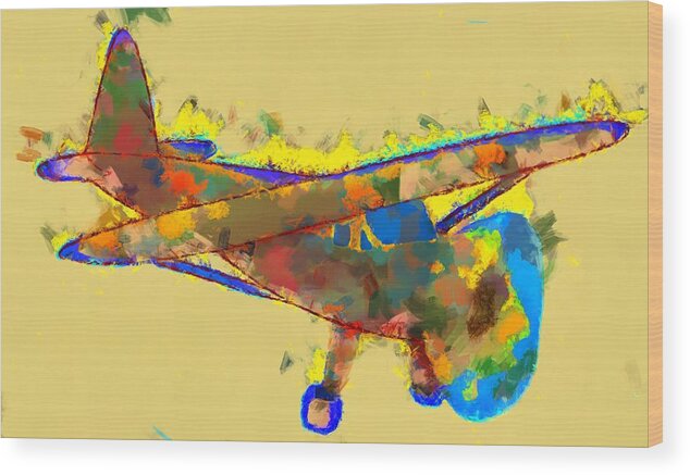 Abstract Wood Print featuring the mixed media Abstract Monoplane by Christopher Reed