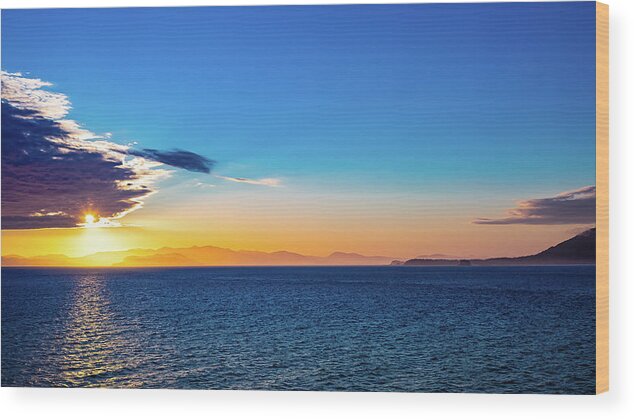 Alaska Wood Print featuring the digital art Alaska Inside Passage Sunset III by SnapHappy Photos