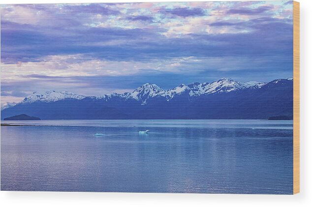 Alaska Wood Print featuring the digital art Alaska Inside Passage Sunset VI by SnapHappy Photos
