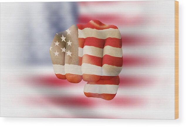 America Wood Print featuring the photograph American Flag - Stay Strong USA by Amelia Pearn