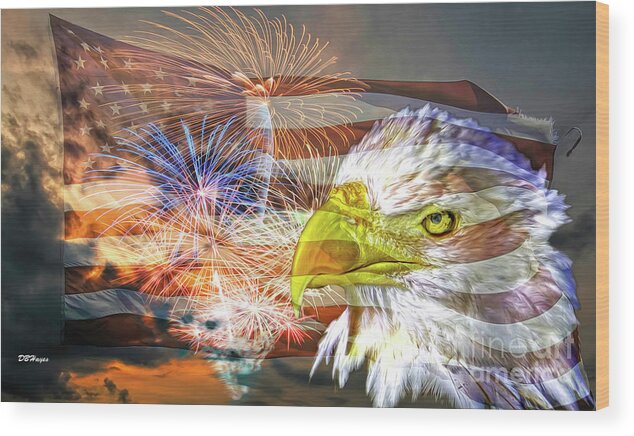 Eagles Wood Print featuring the mixed media American Patriotism Artistry by DB Hayes