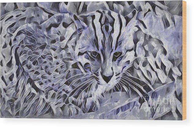 Animals Wood Print featuring the photograph Animal Abstract Art - Eurasian Wildcat by Philip Preston