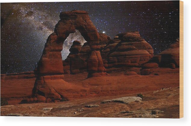 Arches National Park Night Digital Wood Print featuring the digital art Arches at Night by Bob Shimer