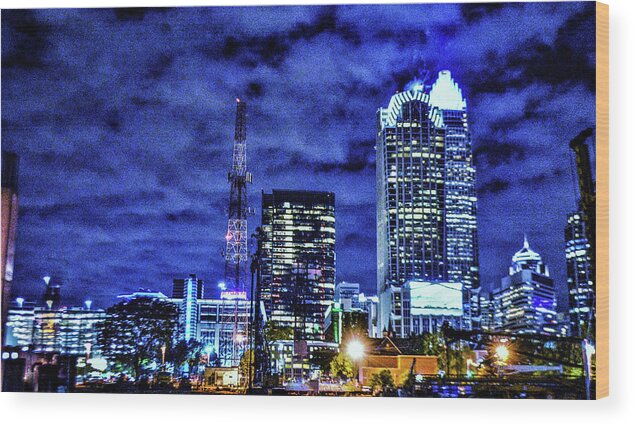 Skyline Wood Print featuring the photograph At Night by Addison Likins