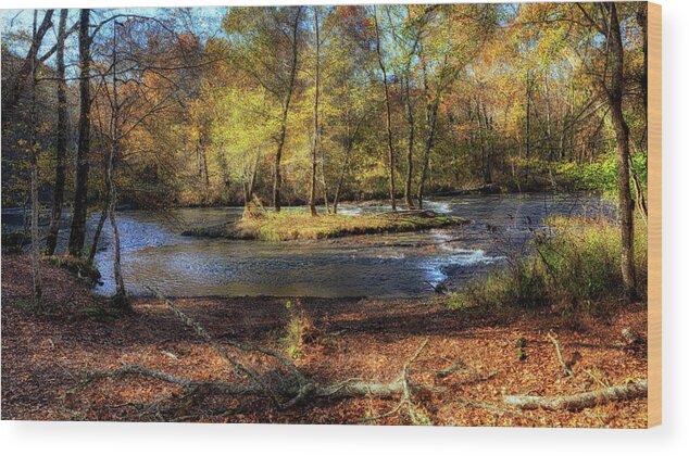 Autumn Wood Print featuring the photograph Autumn at the Buffalo River by Susan Rissi Tregoning