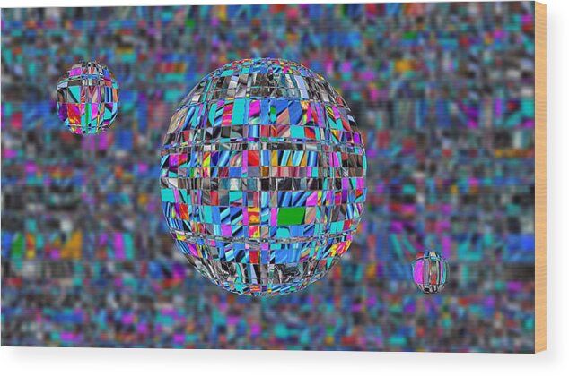 Digital Wood Print featuring the digital art Ballsy Abstract by Ronald Mills