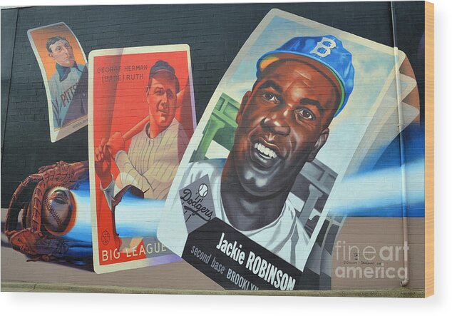 Mural Wood Print featuring the photograph Baseball Card Mural by Tru Waters