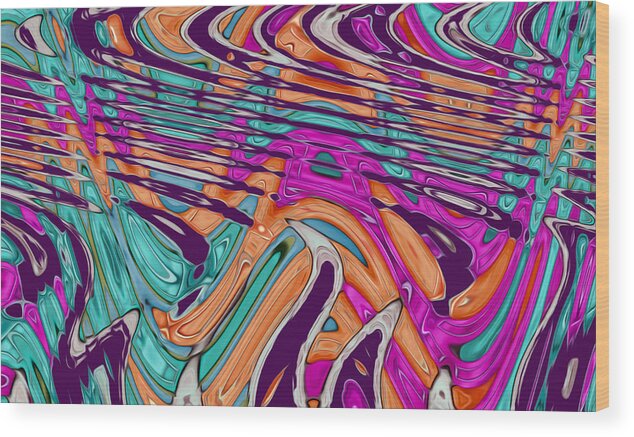 Abstract Wood Print featuring the digital art Blowing in the Wind - Abstract by Ronald Mills