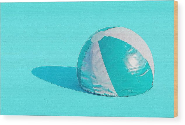 Wave Wood Print featuring the painting Blue Beach Ball by Tony Rubino