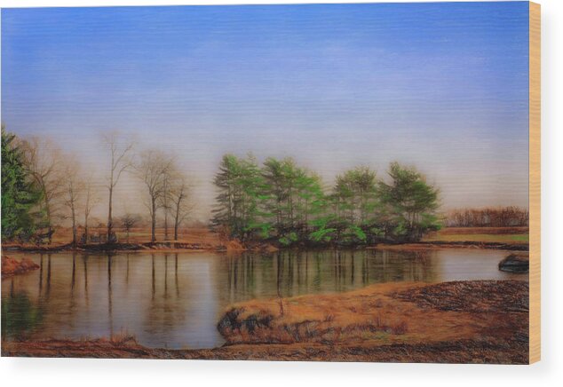 Landscape Wood Print featuring the digital art Blue Horizons by Kevin Lane