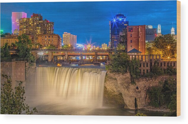 Waterfalls Wood Print featuring the photograph Blue Hour Falls by Rod Best