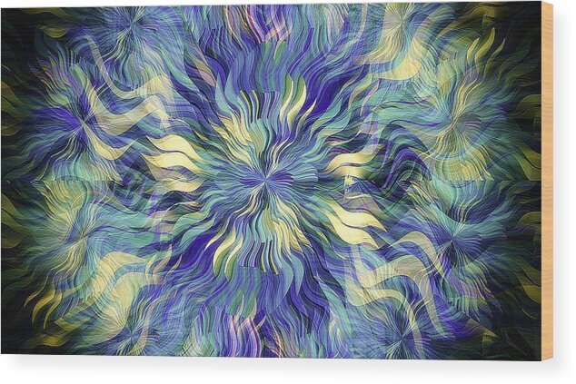 Blue Wood Print featuring the digital art Blue Plasma Sun by David Manlove